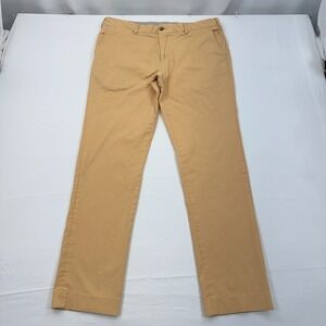 Bills Khakis Slim Fit Chino Pants Men 37x32 Yellow Flat Front Casual Made USA M4